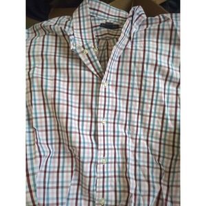 Lands End Button Down Shirt Mens XL 17-36 Long‎ Sleeve Plaid  Traditional Fit